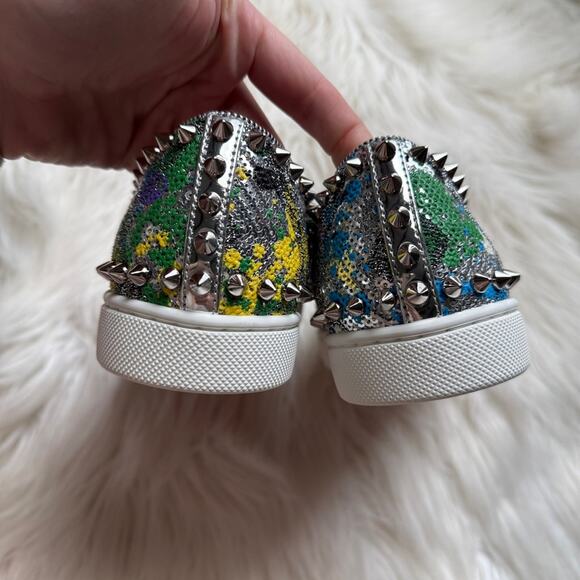 NWT • Christian Louboutin PIK BOAT Sequin Splash Spiked Stud Sneaker Size: 35 - Picture 11 of 12